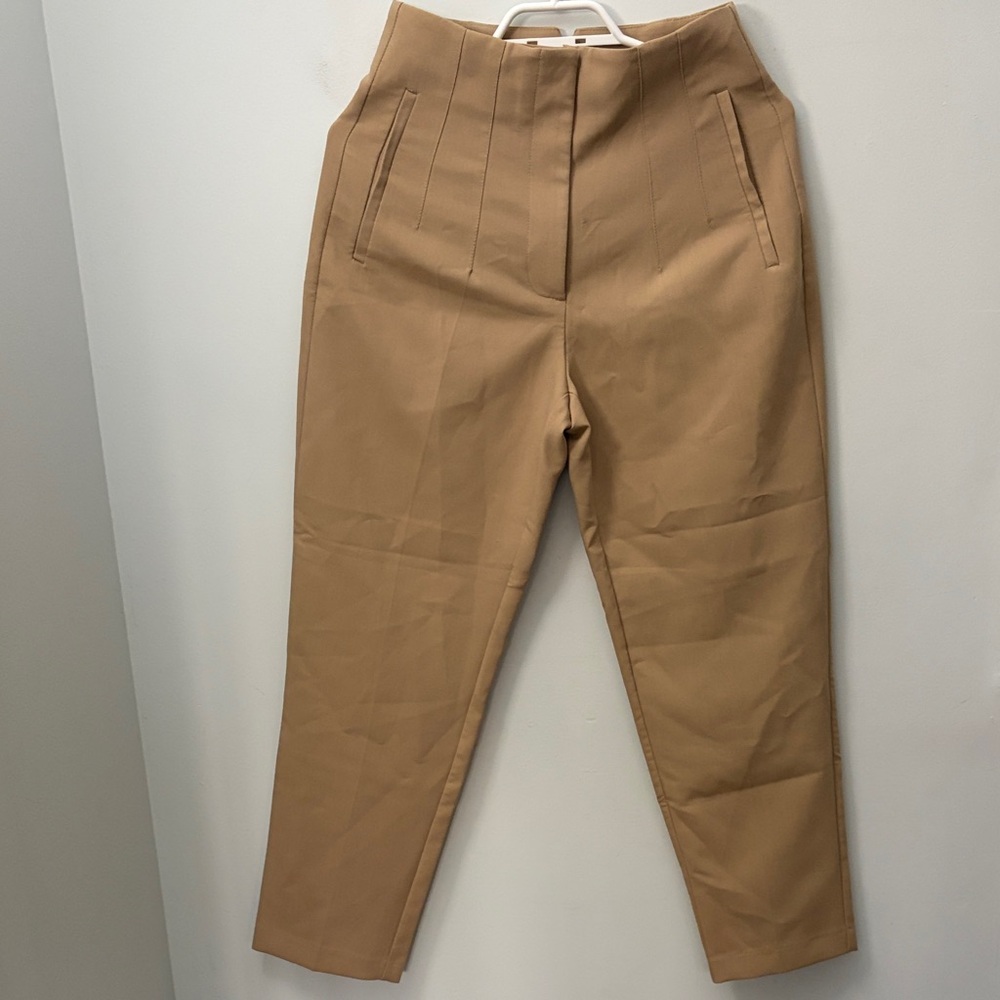 Zara camel pleated trousers
